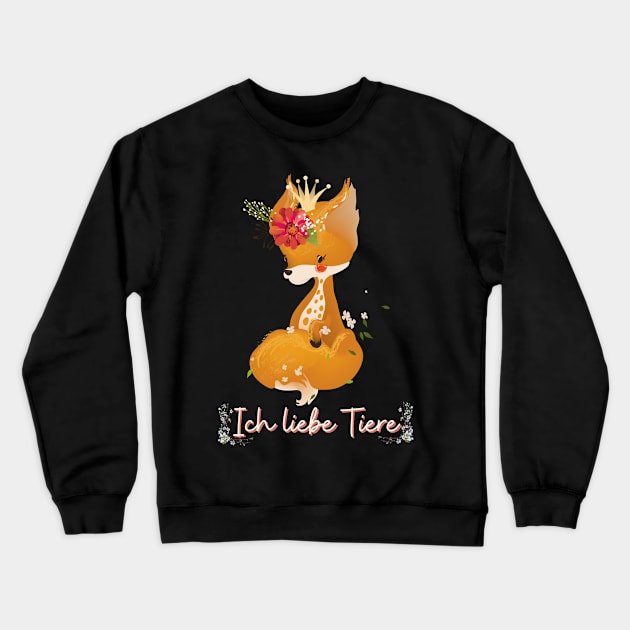 Fuchs Liebe Tiere Prinzessin Blumen Süß Crewneck Sweatshirt by Maggini Art